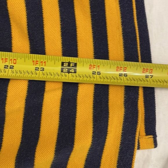 Ralph Lauren Vintage Polo Shirt Mens Sive Large Striped Yellow Blue Custom Fit - Picture 8 of 10